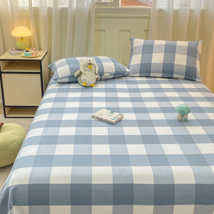 91家纺网 家纺一手货源 找家纺 优品惠 2026新款老粗布床单凉席席子空调软席单品床垫保护套三件套 兰大格