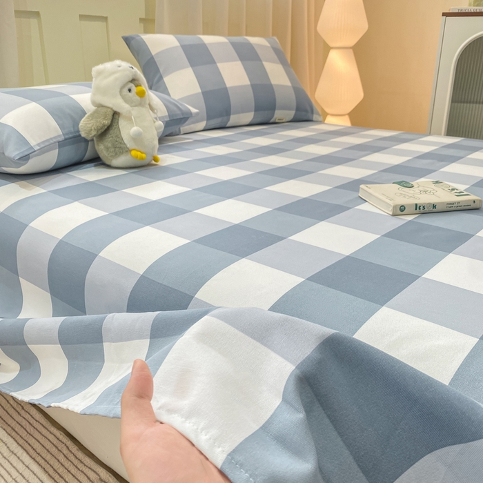 91家纺网 家纺一手货源 找家纺 优品惠 2026新款老粗布床单凉席席子空调软席单品床垫保护套三件套 兰大格