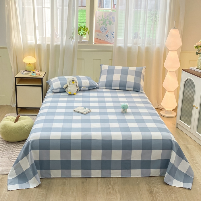 91家纺网 家纺一手货源 找家纺 优品惠 2026新款老粗布床单凉席席子空调软席单品床垫保护套三件套 兰大格