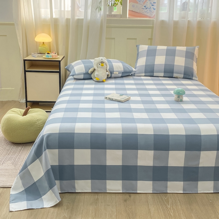 91家纺网 家纺一手货源 找家纺 优品惠 2026新款老粗布床单凉席席子空调软席单品床垫保护套三件套 兰大格