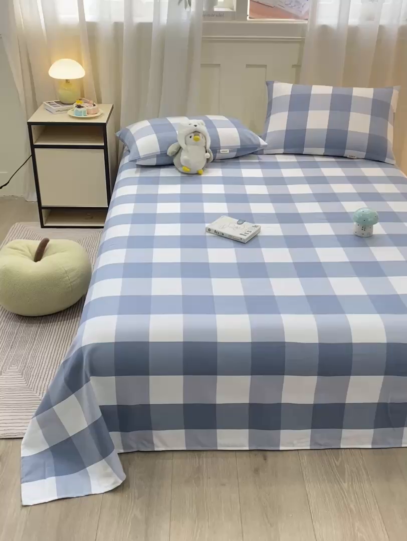 91家纺网 家纺一手货源 找家纺 优品惠 2026新款老粗布床单凉席席子空调软席单品床垫保护套三件套 兰大格