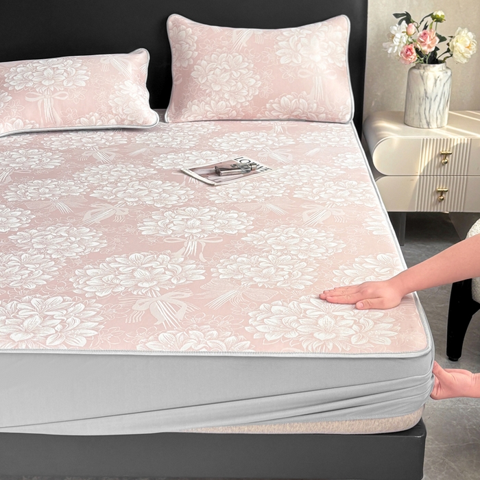 91家纺网 家纺一手货源 找家纺 （总）麋兔 2026新款PE聚乙中分子提花床笠款凉席席子