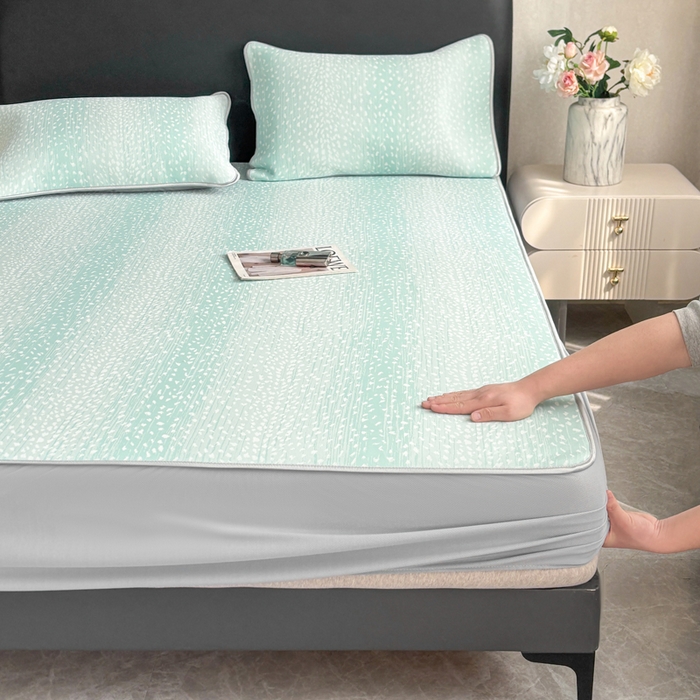 91家纺网 家纺一手货源 找家纺 （总）麋兔 2026新款PE聚乙中分子提花床笠款凉席席子