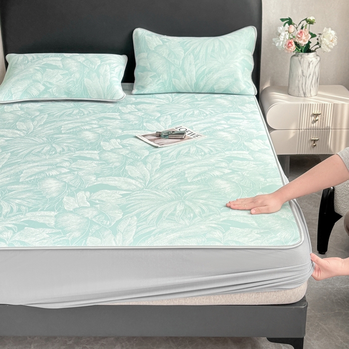 91家纺网 家纺一手货源 找家纺 （总）麋兔 2026新款PE聚乙中分子提花床笠款凉席席子