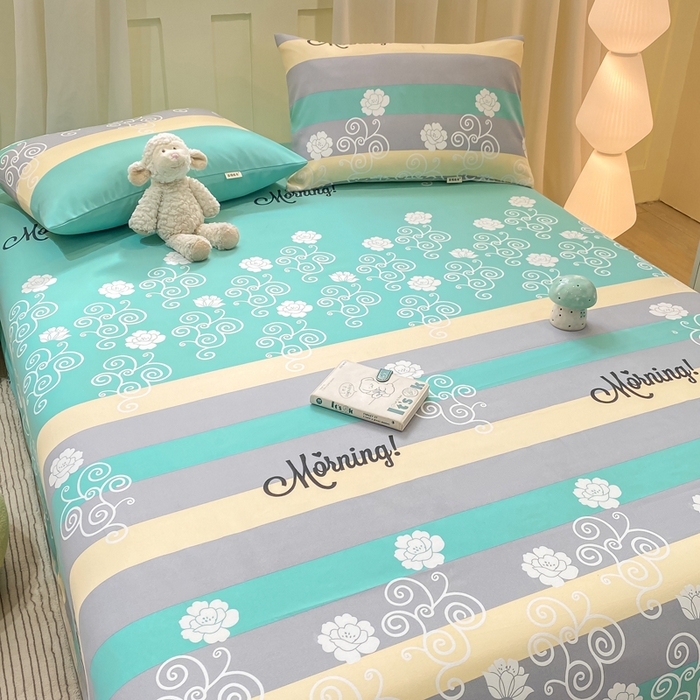 91家纺网 家纺一手货源 找家纺 优品惠 2026新款老粗布床单凉席席子空调软席单品床垫保护套三件套 蓝灰卷花