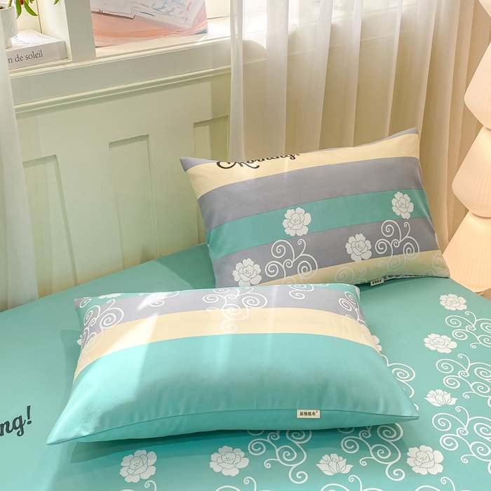 91家纺网 家纺一手货源 找家纺 优品惠 2026新款老粗布床单凉席席子空调软席单品床垫保护套三件套 蓝灰卷花