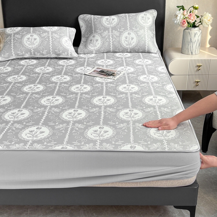 麋兔 2026新款PE聚乙中分子提花床笠款凉席席子 法风小香