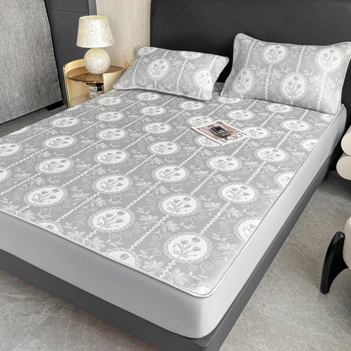 91家纺网 家纺一手货源 找家纺 麋兔 2026新款PE聚乙中分子提花床笠款凉席席子 法风小香