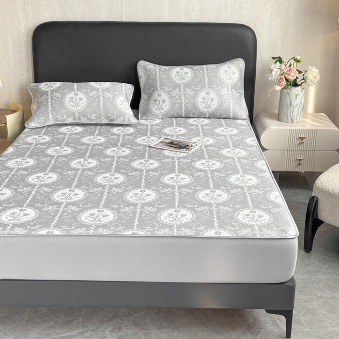 91家纺网 家纺一手货源 找家纺 麋兔 2026新款PE聚乙中分子提花床笠款凉席席子 法风小香