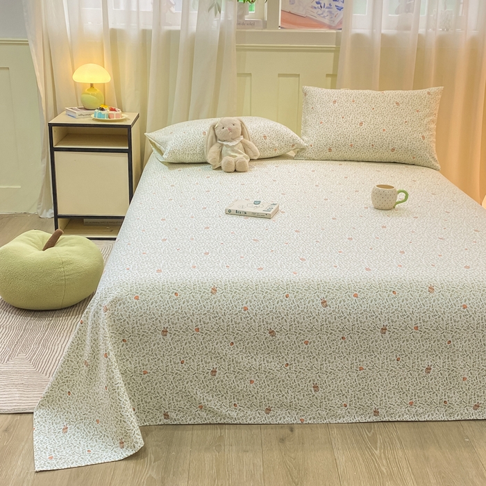 91家纺网 家纺一手货源 找家纺 优品惠 2026新款老粗布床单凉席席子空调软席单品床垫保护套三件套 林间小兔