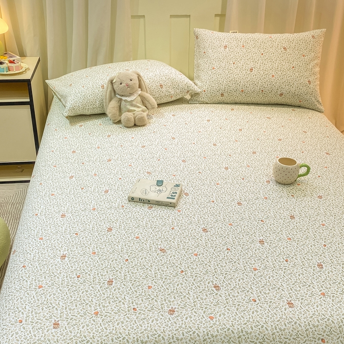 91家纺网 家纺一手货源 找家纺 优品惠 2026新款老粗布床单凉席席子空调软席单品床垫保护套三件套 林间小兔