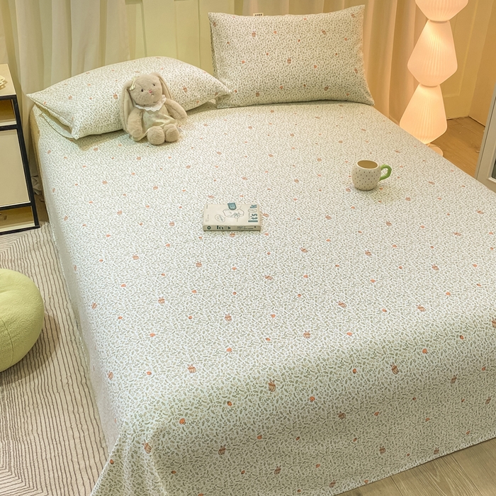 91家纺网 家纺一手货源 找家纺 优品惠 2026新款老粗布床单凉席席子空调软席单品床垫保护套三件套 林间小兔