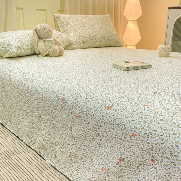 91家纺网 家纺一手货源 找家纺 优品惠 2026新款老粗布床单凉席席子空调软席单品床垫保护套三件套 林间小兔