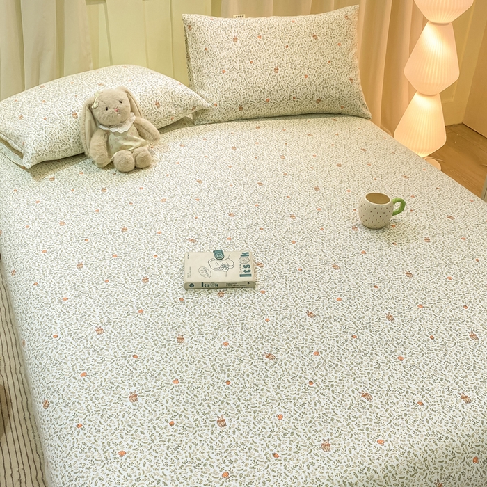 91家纺网 家纺一手货源 找家纺 优品惠 2026新款老粗布床单凉席席子空调软席单品床垫保护套三件套 林间小兔