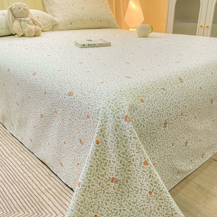 91家纺网 家纺一手货源 找家纺 优品惠 2026新款老粗布床单凉席席子空调软席单品床垫保护套三件套 林间小兔