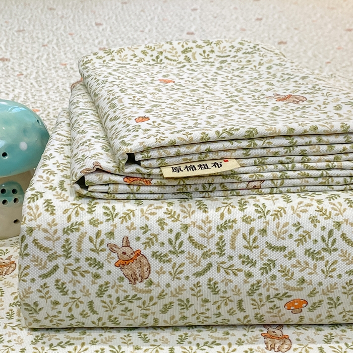 91家纺网 家纺一手货源 找家纺 优品惠 2026新款老粗布床单凉席席子空调软席单品床垫保护套三件套 林间小兔