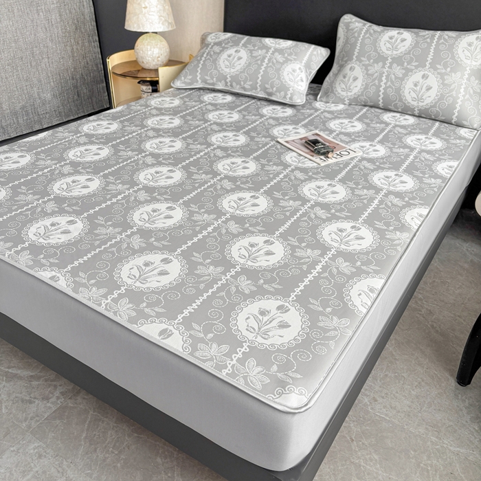 91家纺网 家纺一手货源 找家纺 麋兔 2026新款PE聚乙中分子提花床笠款凉席席子 法风小香