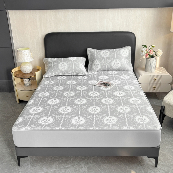 91家纺网 家纺一手货源 找家纺 麋兔 2026新款PE聚乙中分子提花床笠款凉席席子 法风小香