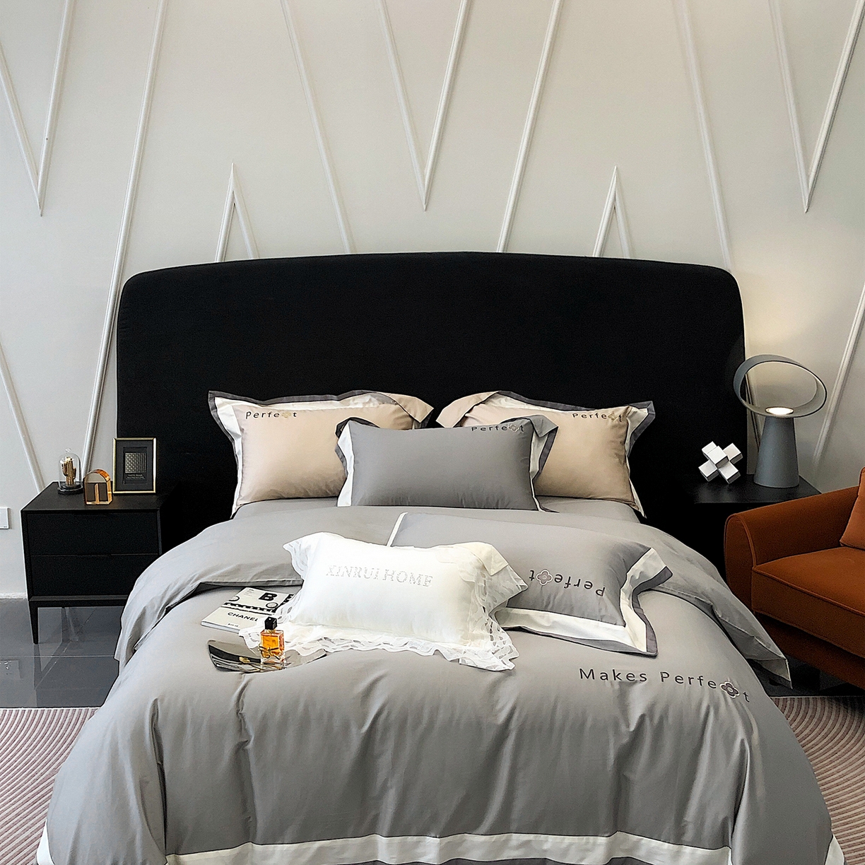 91家纺网 家纺一手货源 找家纺 蕾诺家纺 2026秋冬新款100s高奢典藏简约全棉四件套-莫斯科系列 莫斯科-高级灰