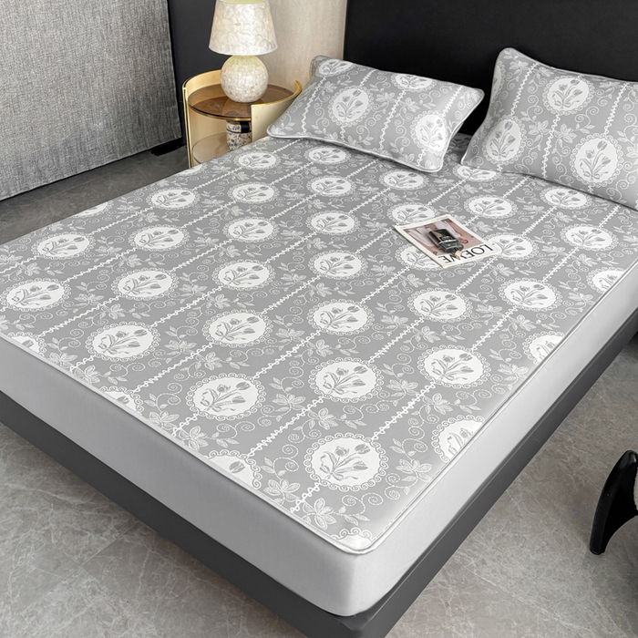 91家纺网 家纺一手货源 找家纺 麋兔 2026新款PE聚乙中分子提花床笠款凉席席子 法风小香