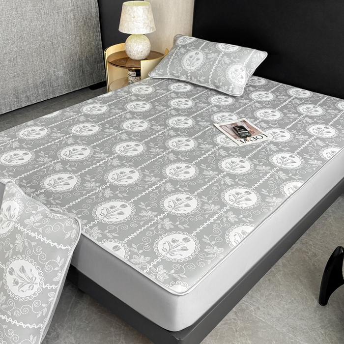 91家纺网 家纺一手货源 找家纺 麋兔 2026新款PE聚乙中分子提花床笠款凉席席子 法风小香