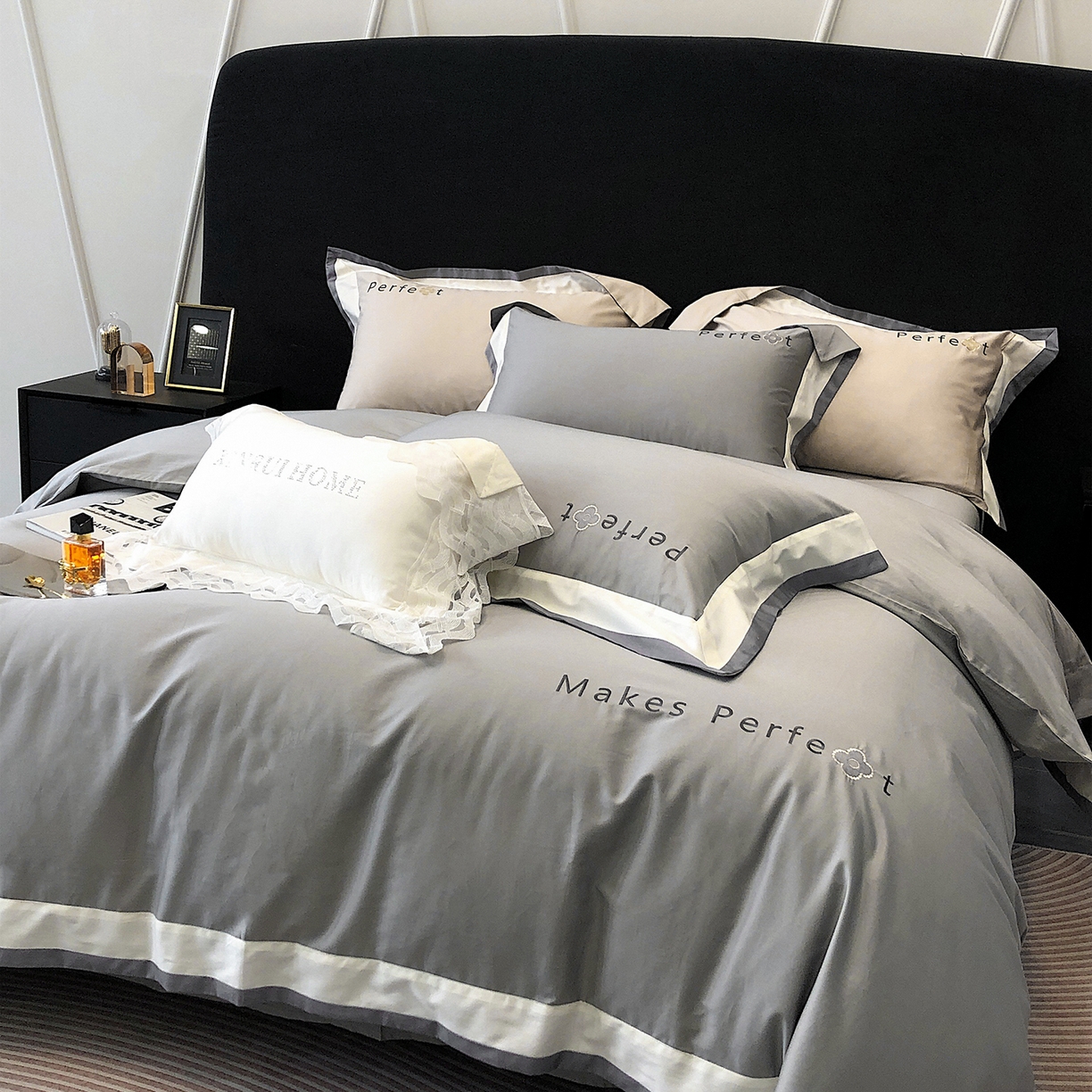 91家纺网 家纺一手货源 找家纺 蕾诺家纺 2026秋冬新款100s高奢典藏简约全棉四件套-莫斯科系列 莫斯科-高级灰