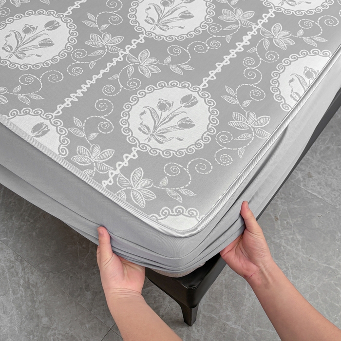 91家纺网 家纺一手货源 找家纺 麋兔 2026新款PE聚乙中分子提花床笠款凉席席子 法风小香