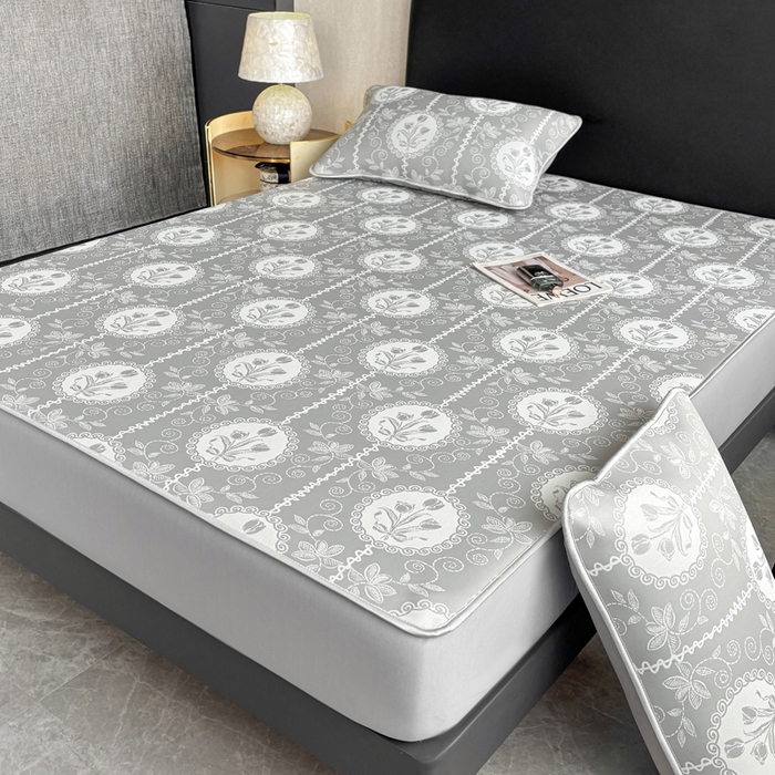 91家纺网 家纺一手货源 找家纺 麋兔 2026新款PE聚乙中分子提花床笠款凉席席子 法风小香