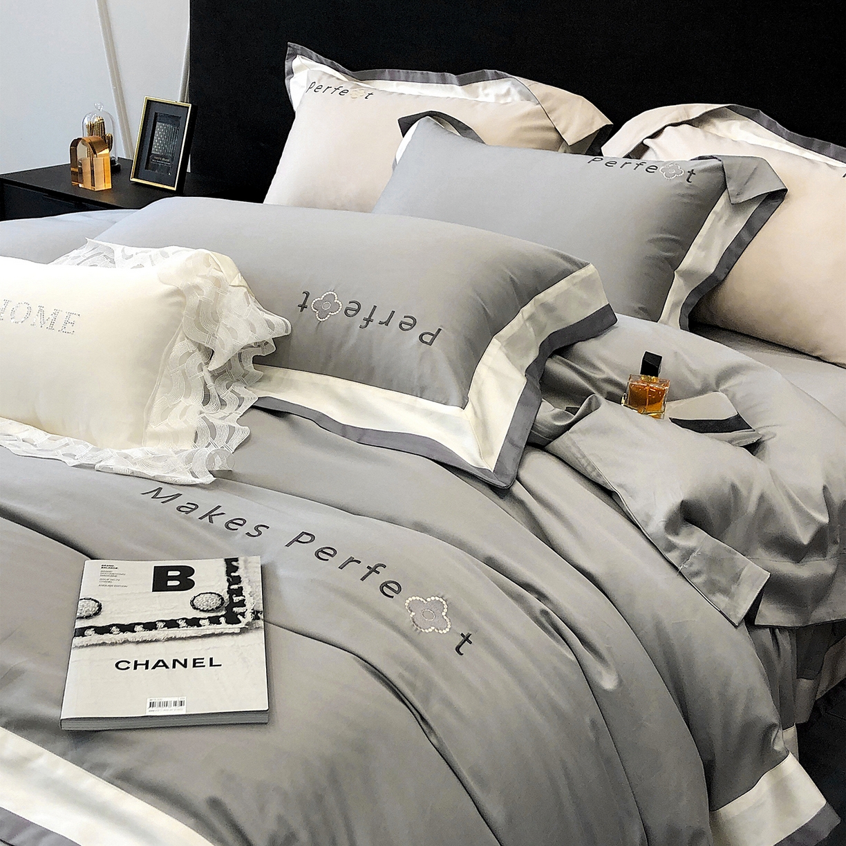 91家纺网 家纺一手货源 找家纺 蕾诺家纺 2026秋冬新款100s高奢典藏简约全棉四件套-莫斯科系列 莫斯科-高级灰