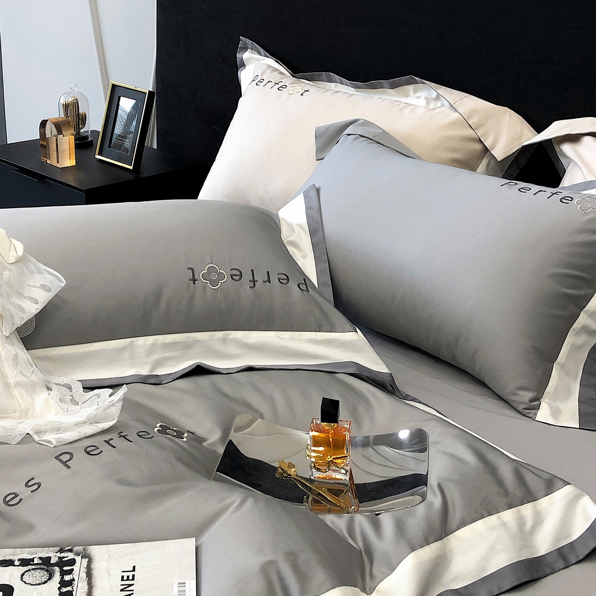 91家纺网 家纺一手货源 找家纺 蕾诺家纺 2026秋冬新款100s高奢典藏简约全棉四件套-莫斯科系列 莫斯科-高级灰