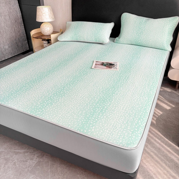 91家纺网 家纺一手货源 找家纺 麋兔 2026新款PE聚乙中分子提花床笠款凉席席子 繁星