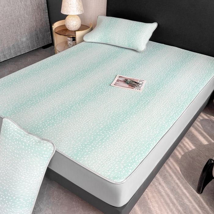 91家纺网 家纺一手货源 找家纺 麋兔 2026新款PE聚乙中分子提花床笠款凉席席子 繁星