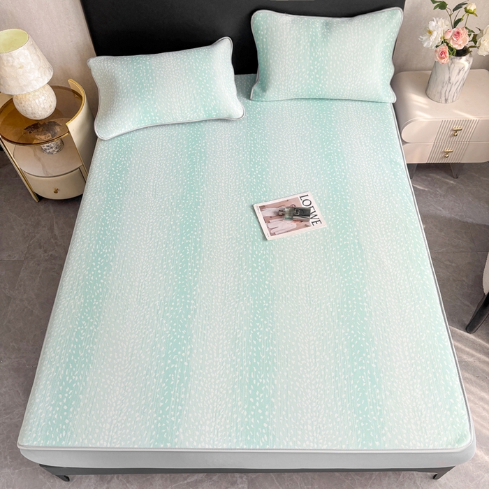 91家纺网 家纺一手货源 找家纺 麋兔 2026新款PE聚乙中分子提花床笠款凉席席子 繁星