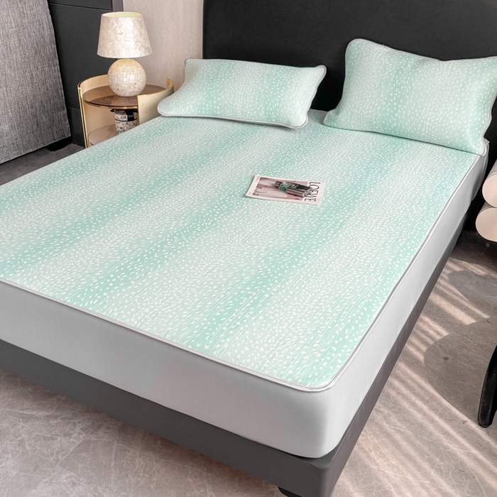 91家纺网 家纺一手货源 找家纺 麋兔 2026新款PE聚乙中分子提花床笠款凉席席子 繁星