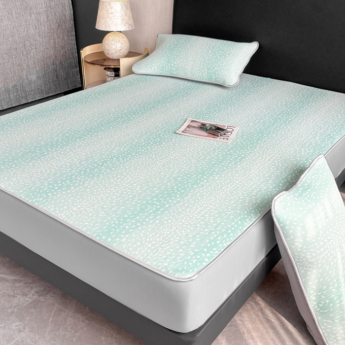 91家纺网 家纺一手货源 找家纺 麋兔 2026新款PE聚乙中分子提花床笠款凉席席子 繁星