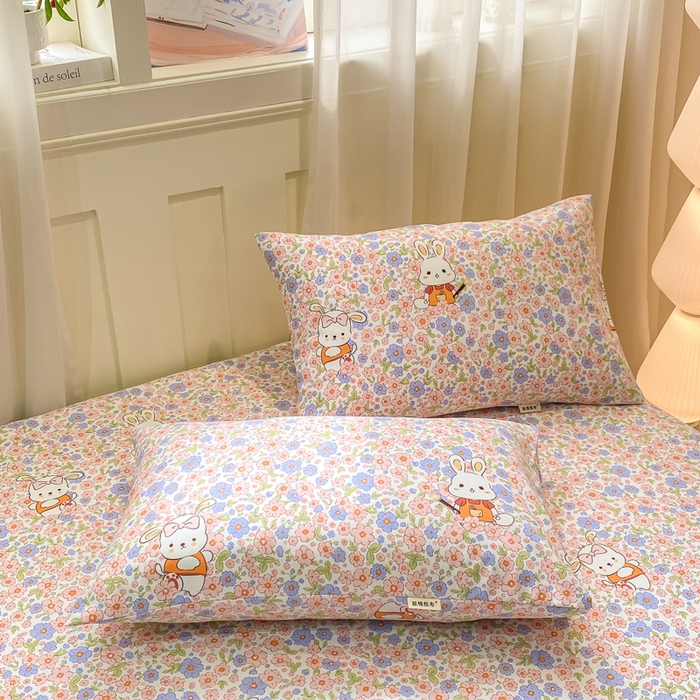 91家纺网 家纺一手货源 找家纺 优品惠 2026新款老粗布床单凉席席子空调软席单品床垫保护套三件套 萌兔