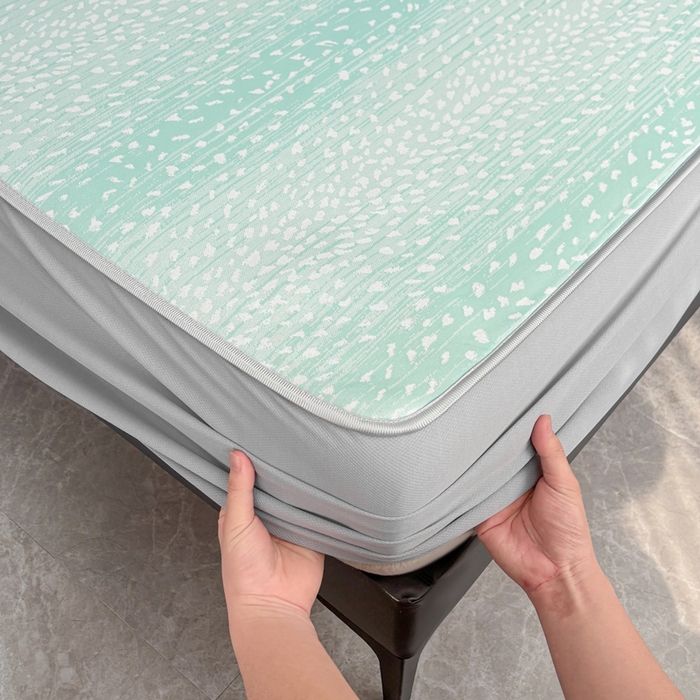 91家纺网 家纺一手货源 找家纺 麋兔 2026新款PE聚乙中分子提花床笠款凉席席子 繁星