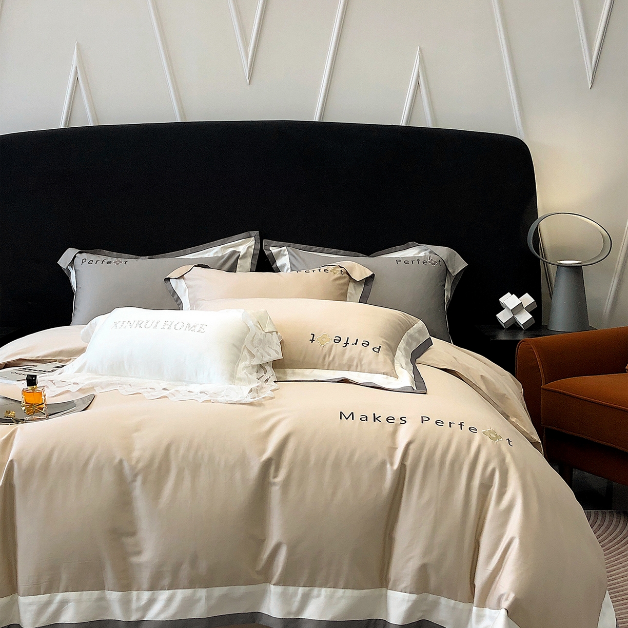 91家纺网 家纺一手货源 找家纺 蕾诺家纺 2026秋冬新款100s高奢典藏简约全棉四件套-莫斯科系列 莫斯科-香槟