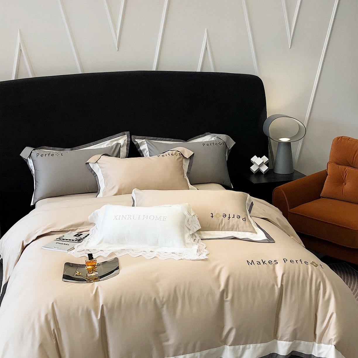 91家纺网 家纺一手货源 找家纺 蕾诺家纺 2026秋冬新款100s高奢典藏简约全棉四件套-莫斯科系列 莫斯科-香槟