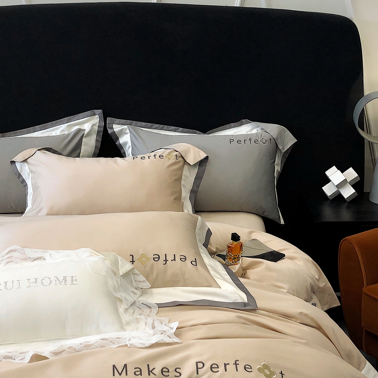 91家纺网 家纺一手货源 找家纺 蕾诺家纺 2026秋冬新款100s高奢典藏简约全棉四件套-莫斯科系列 莫斯科-香槟