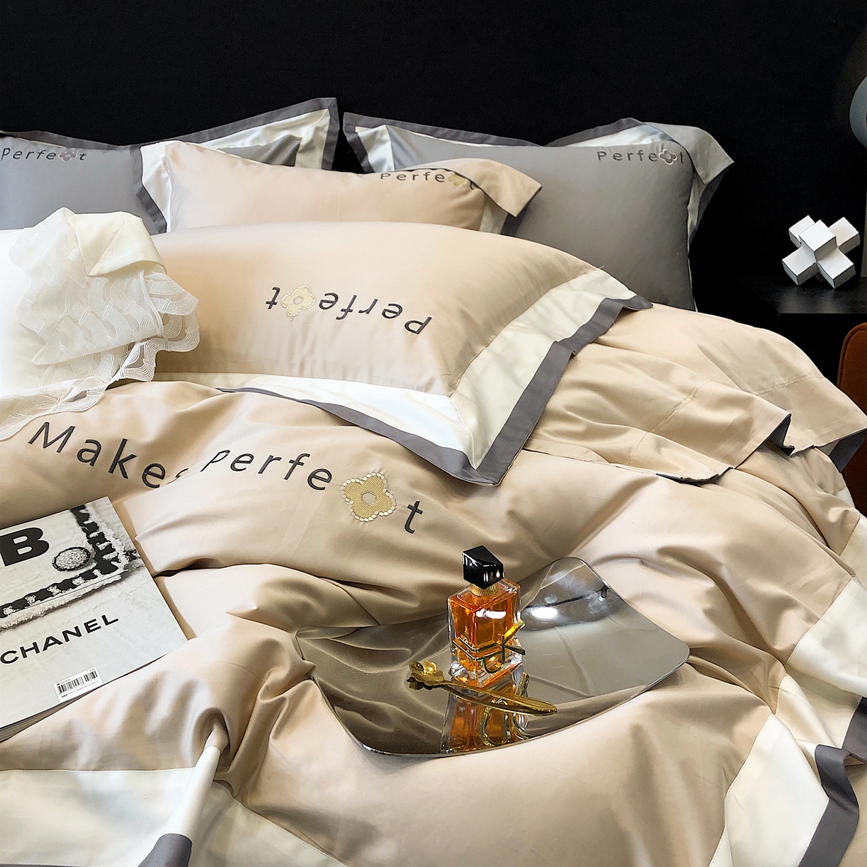 91家纺网 家纺一手货源 找家纺 蕾诺家纺 2026秋冬新款100s高奢典藏简约全棉四件套-莫斯科系列 莫斯科-香槟