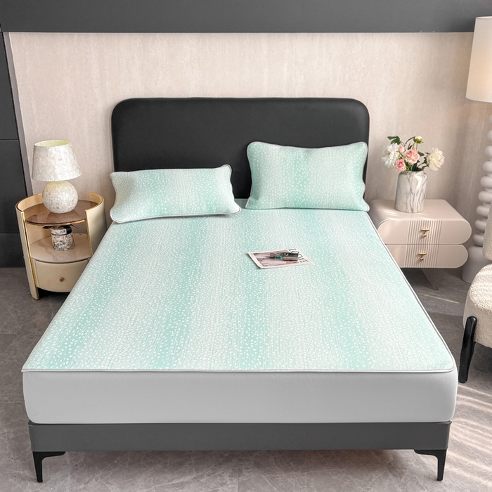 91家纺网 家纺一手货源 找家纺 麋兔 2026新款PE聚乙中分子提花床笠款凉席席子 繁星