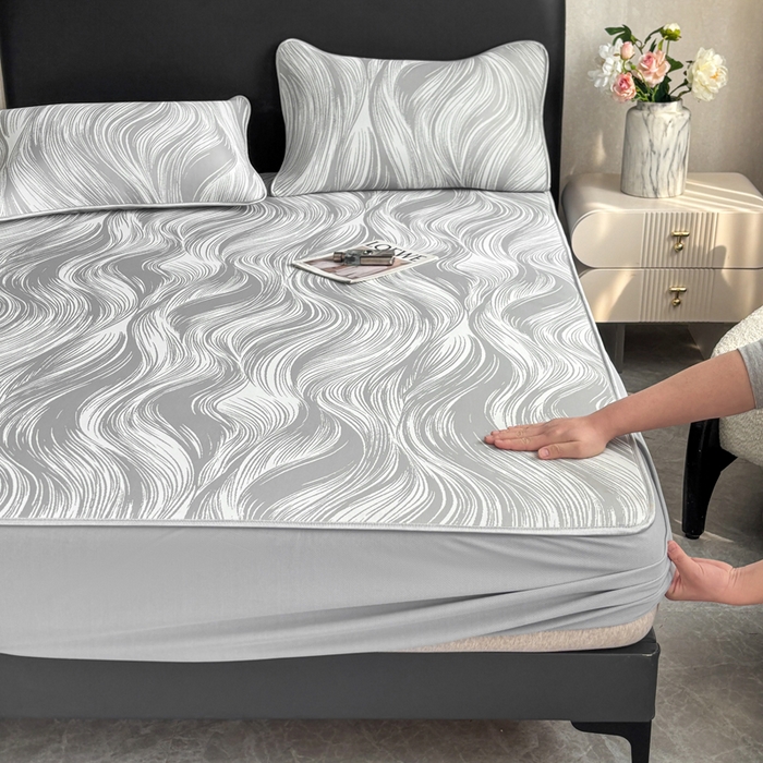 麋兔 2026新款PE聚乙中分子提花床笠款凉席席子 极简主义