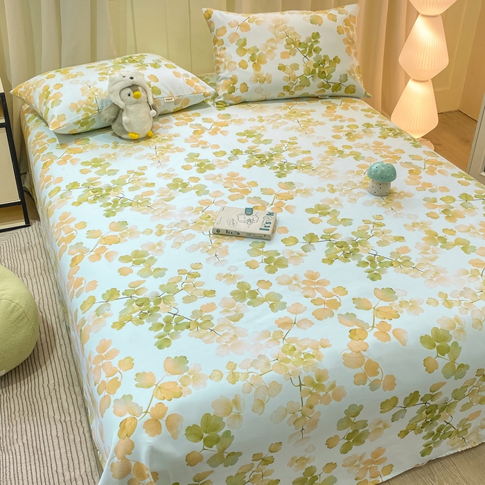 91家纺网 家纺一手货源 找家纺 优品惠 2026新款老粗布床单凉席席子空调软席单品床垫保护套三件套 青枝漫语