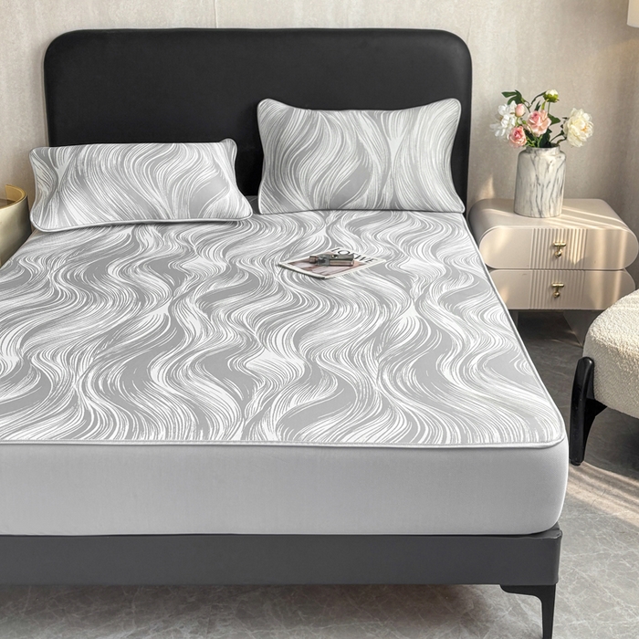 91家纺网 家纺一手货源 找家纺 麋兔 2026新款PE聚乙中分子提花床笠款凉席席子 极简主义