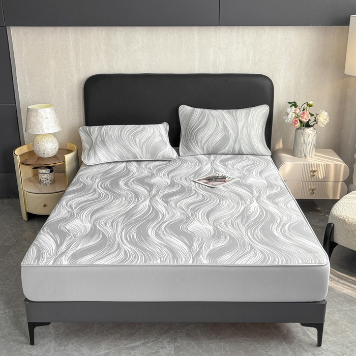 91家纺网 家纺一手货源 找家纺 麋兔 2026新款PE聚乙中分子提花床笠款凉席席子 极简主义