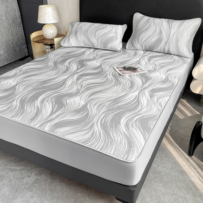 91家纺网 家纺一手货源 找家纺 麋兔 2026新款PE聚乙中分子提花床笠款凉席席子 极简主义