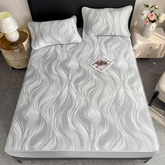 91家纺网 家纺一手货源 找家纺 麋兔 2026新款PE聚乙中分子提花床笠款凉席席子 极简主义