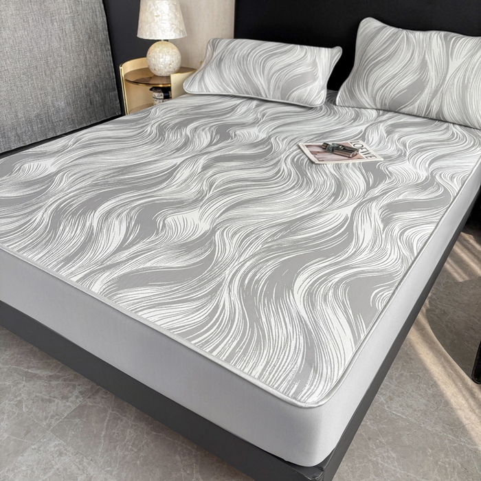 91家纺网 家纺一手货源 找家纺 麋兔 2026新款PE聚乙中分子提花床笠款凉席席子 极简主义