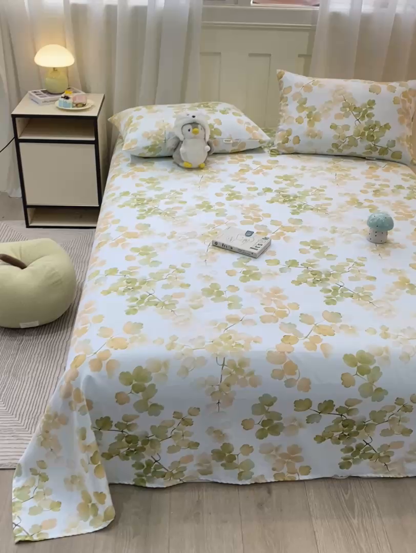 91家纺网 家纺一手货源 找家纺 优品惠 2026新款老粗布床单凉席席子空调软席单品床垫保护套三件套 青枝漫语